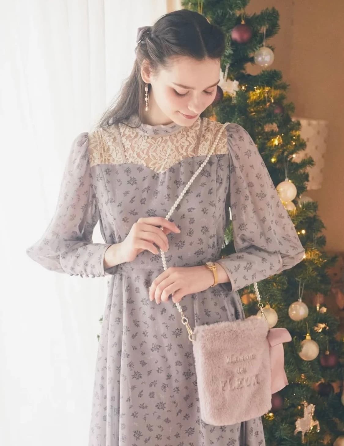 메종드플뢰르 퍼 진주백 핑크 스나계 상품이미지3