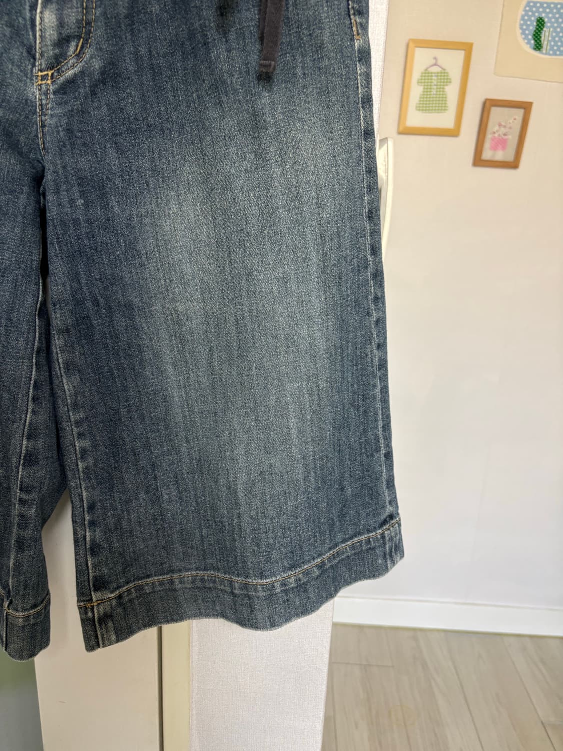 빈티지 워싱 7부 데님 팬츠 상품이미지3