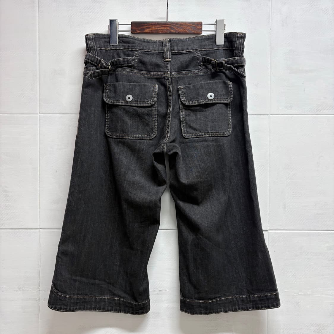 L&Beautiful 데님 버튼 모리걸 카프리 팬츠 JPN 상품이미지4