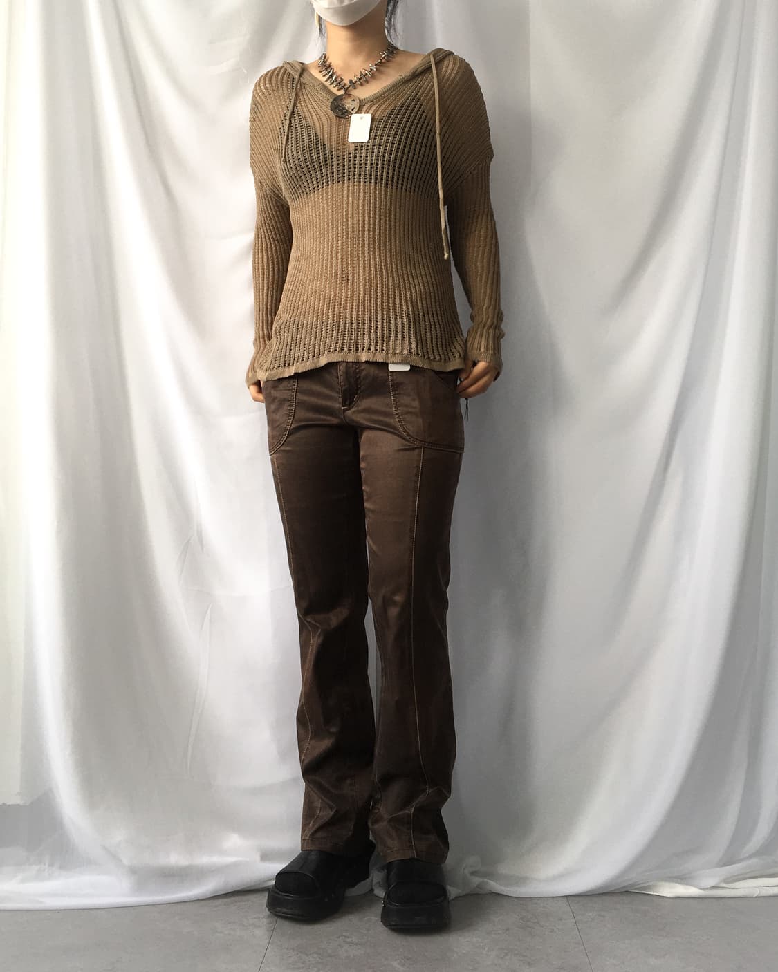 Khaki brown net hood 상품이미지7