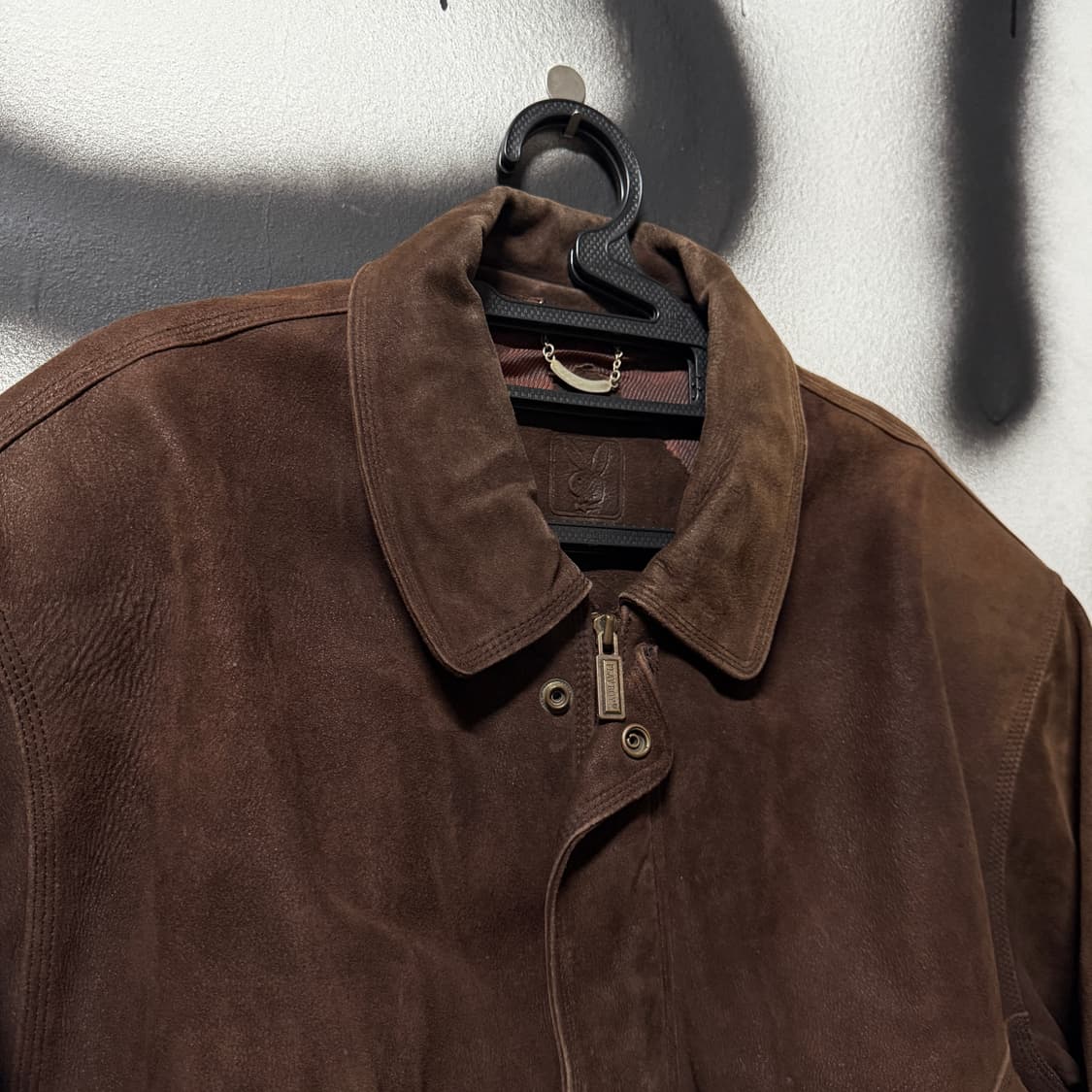 90s 플레이보이 양가죽 스웨이드 집업 싱글 블루종 자켓 상품이미지3