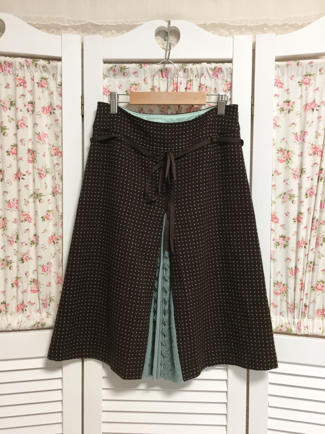 빈티지 모리걸 민트초코 도트 스커트 상품이미지1