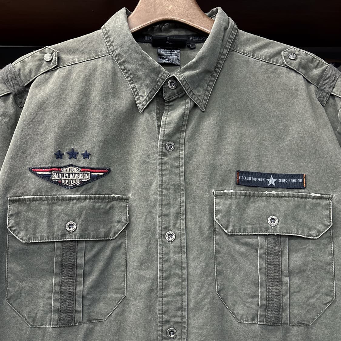 할리데이비슨 밀리터리 모티브 플랩포켓 헤비코튼 필드셔츠 N1183 상품이미지3
