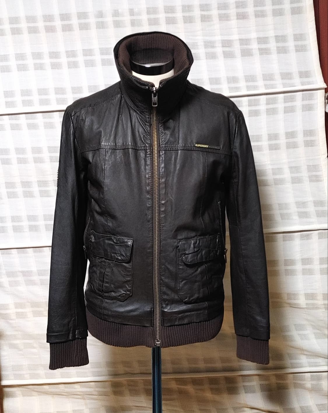 (100% 가죽) 슈퍼드라이 브라운 가죽 자켓 S (90~95) 상품이미지5