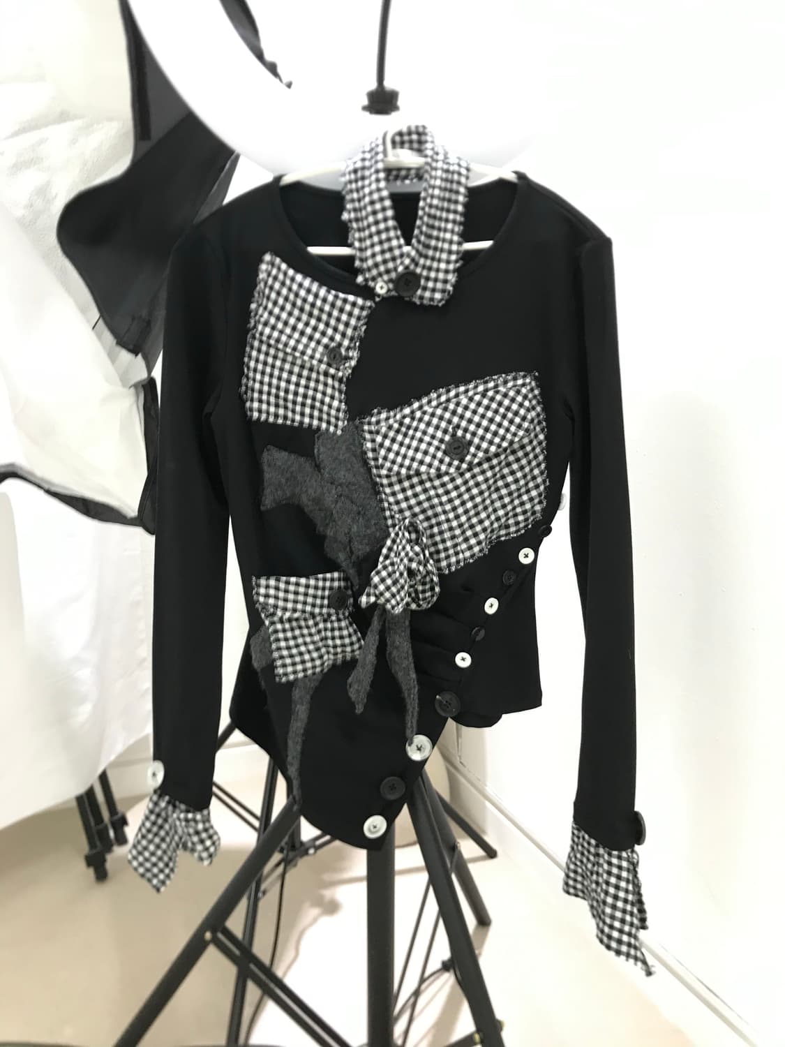 Custom🐾)Gingham check point collar top 상품이미지10