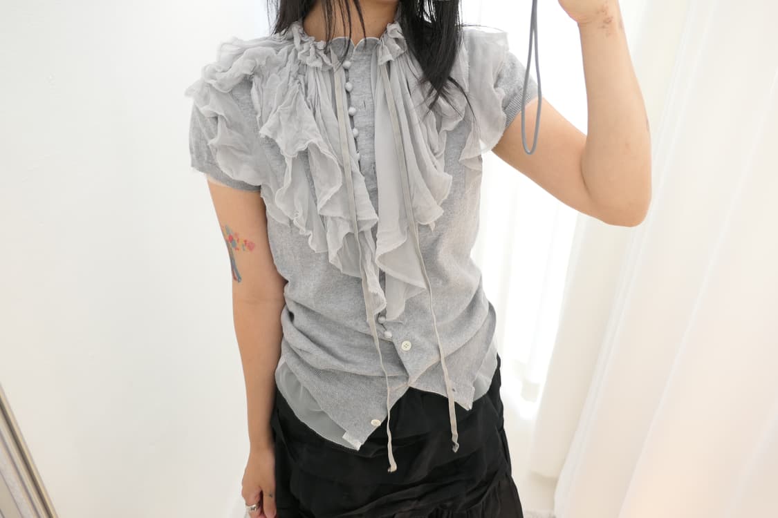 Silk frill covered button cardigan  상품이미지7