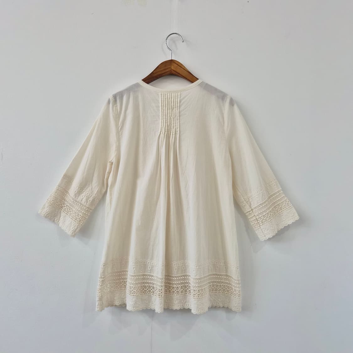 Rope Picnic 아이보리 레이스 핀턱 7부 가디건 상품이미지2