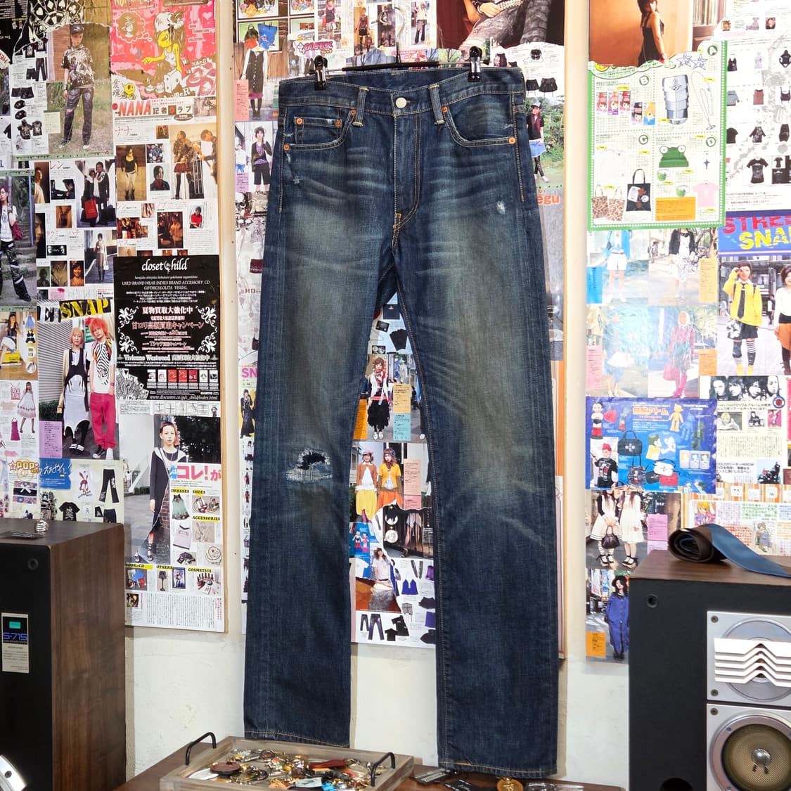 리바이스 513 데미지 워싱 진청 데님 팬츠 상품이미지1