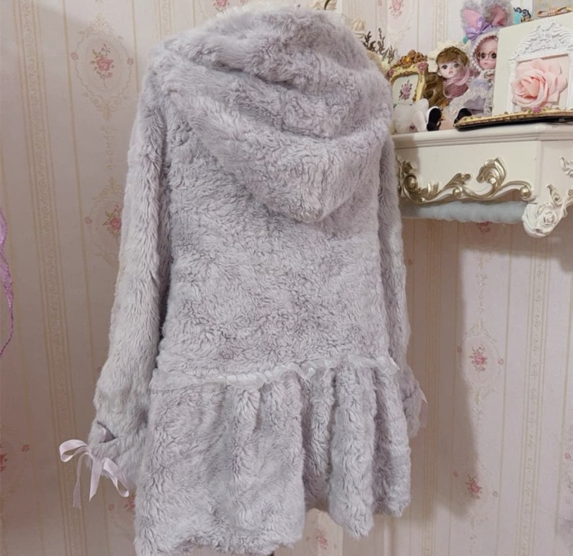 리즈리사 달천깔 후리스 원피스 레이스 코트 퍼자켓 상품이미지3