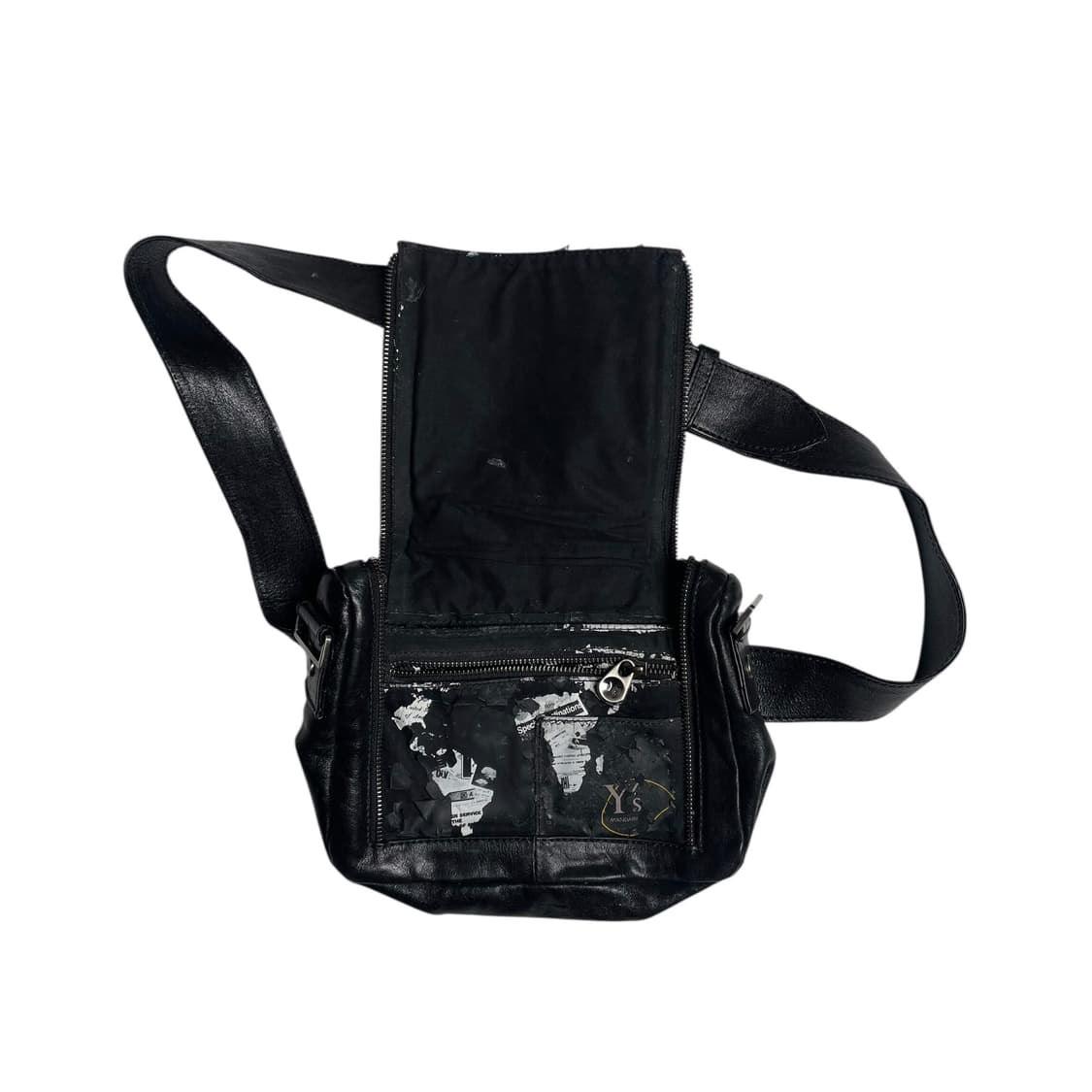 Y's 만다리나덕 맵 페인트 코팅 레더 벨트백 상품이미지1