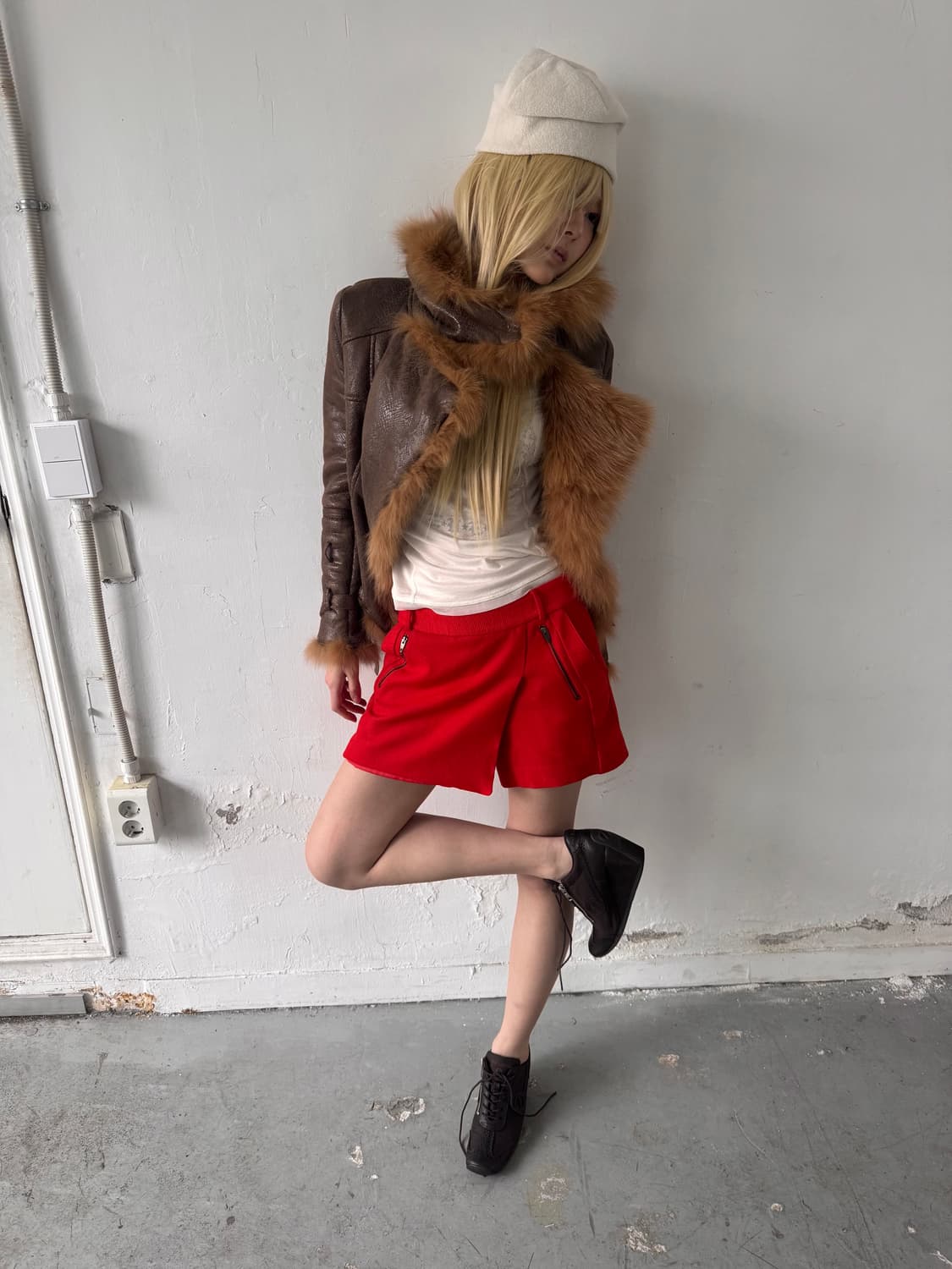 Slim fur trimming jacket 상품이미지4