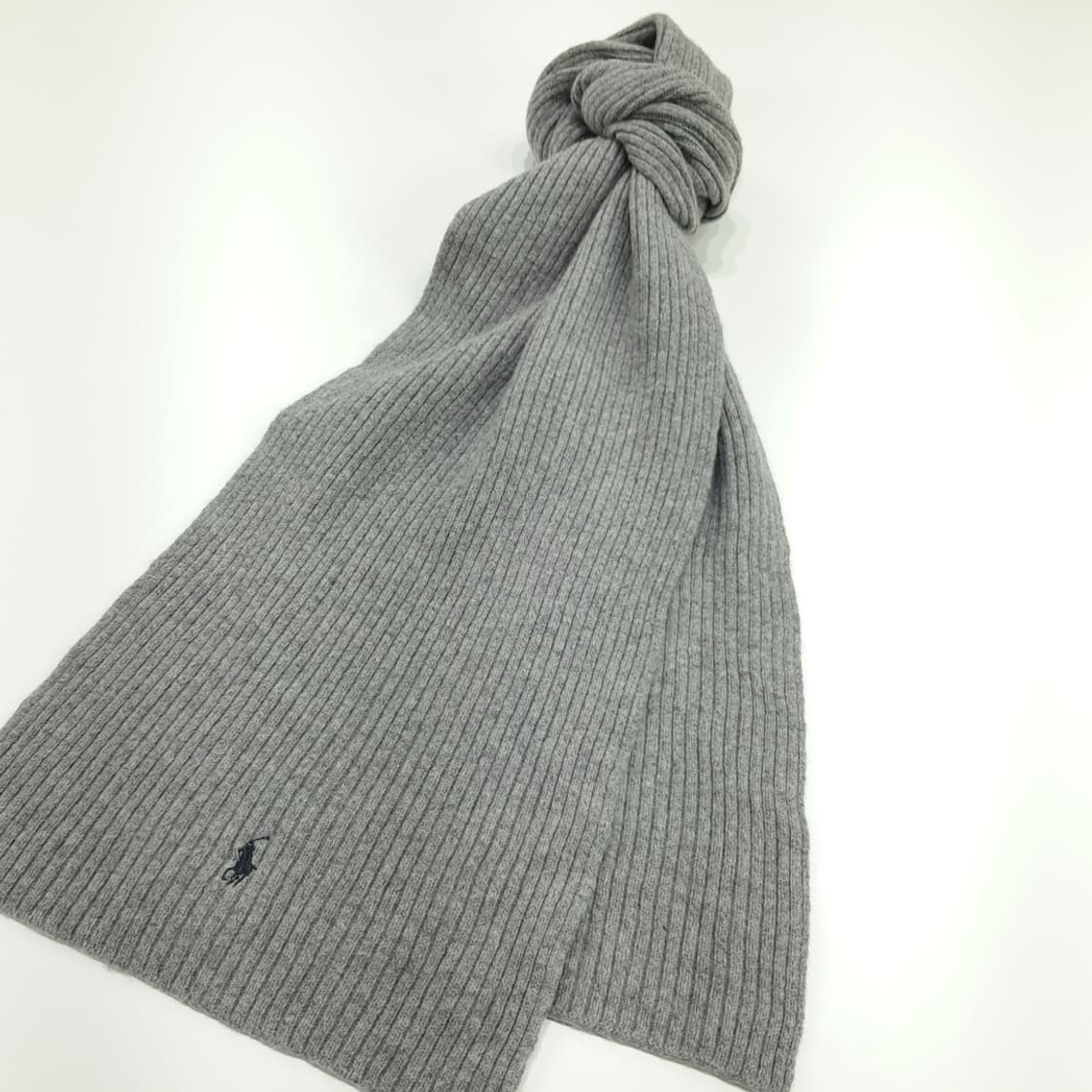 MX177 폴로 랄프로렌 그레이 리브그 니트 목도리 머플러 상품이미지2