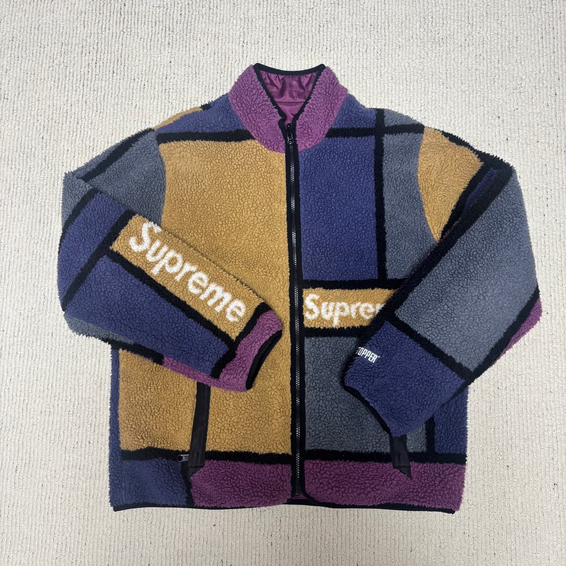 Supreme 슈프림 20fw 리버시블 컬러블럭 플리스 자켓 퍼플 L 상품이미지1