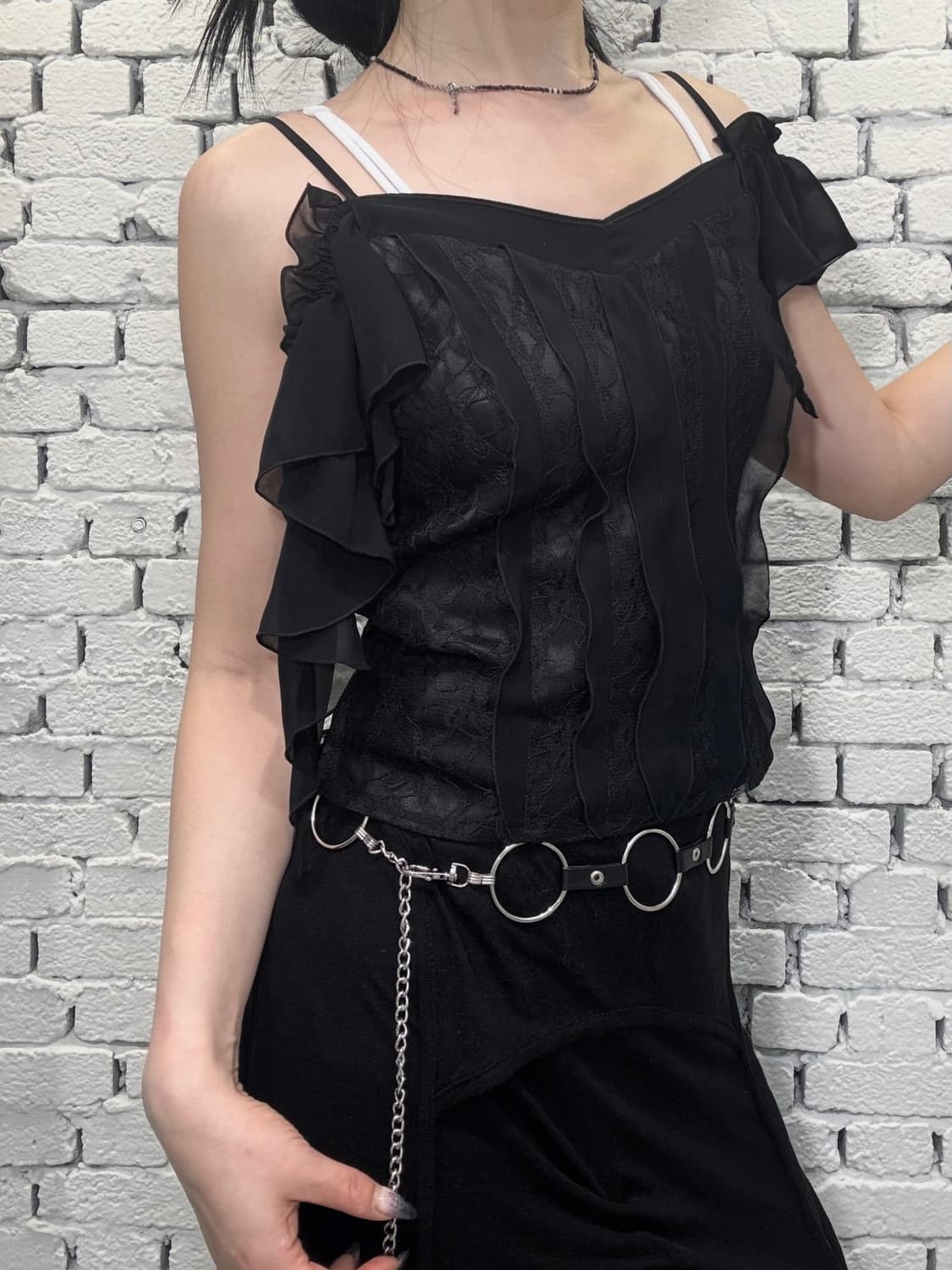 Lace Off-Shoulder Frill Top 상품이미지3