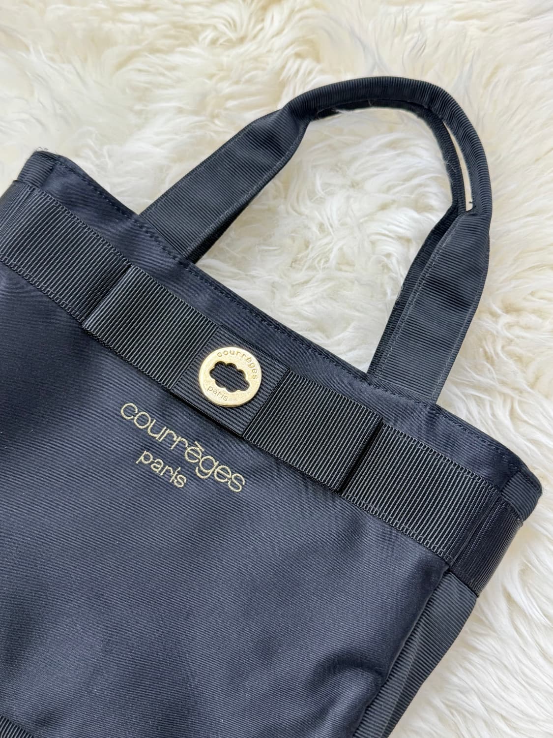 90‘s 꾸레쥬 로고 리본 토트백 상품이미지2