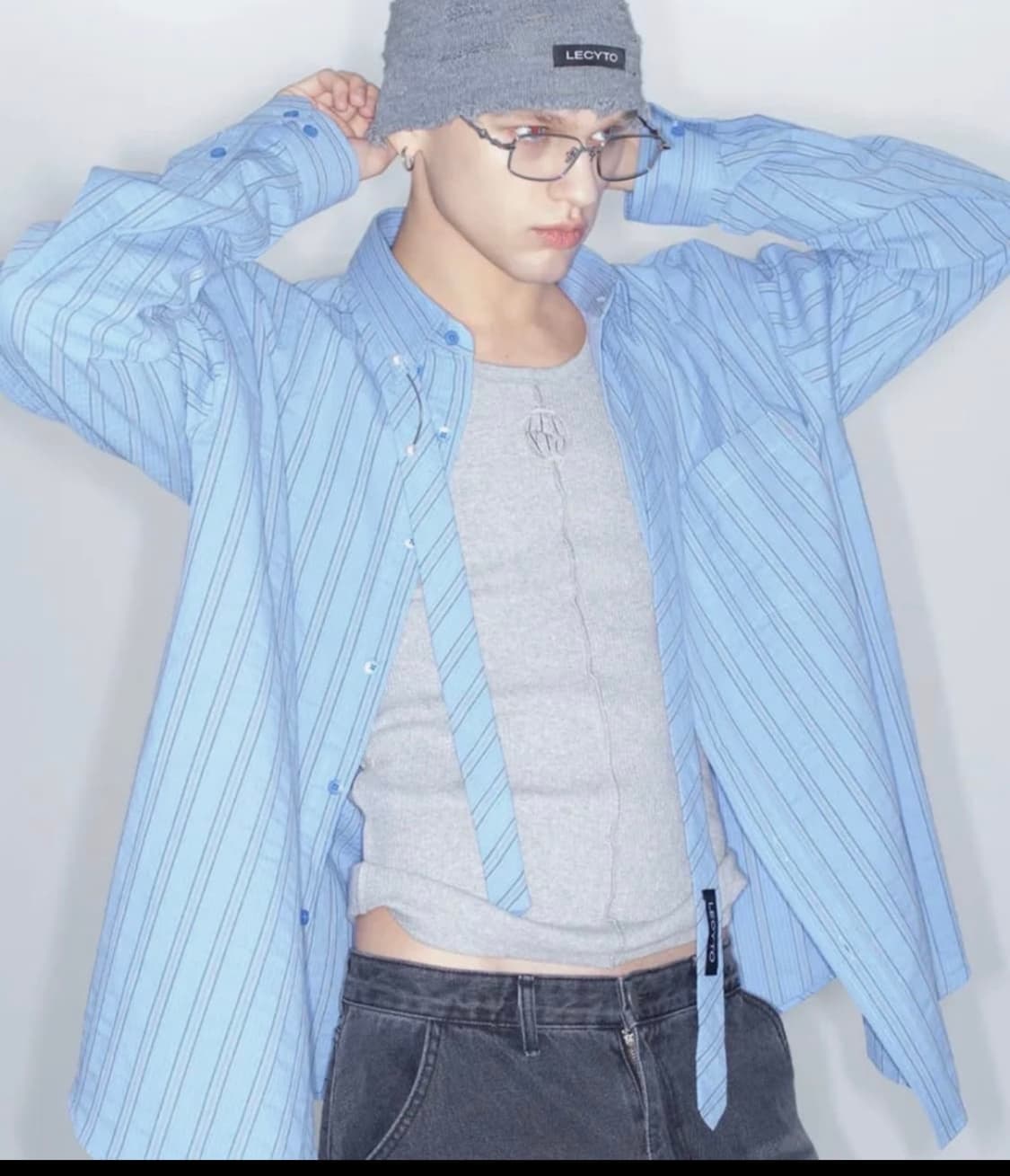 레시토 overfit stripe Tie shirt 상품이미지3