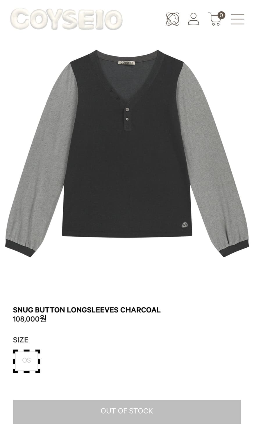SNUG BUTTON LONGSLEEVES CHARCOAL 상품이미지1