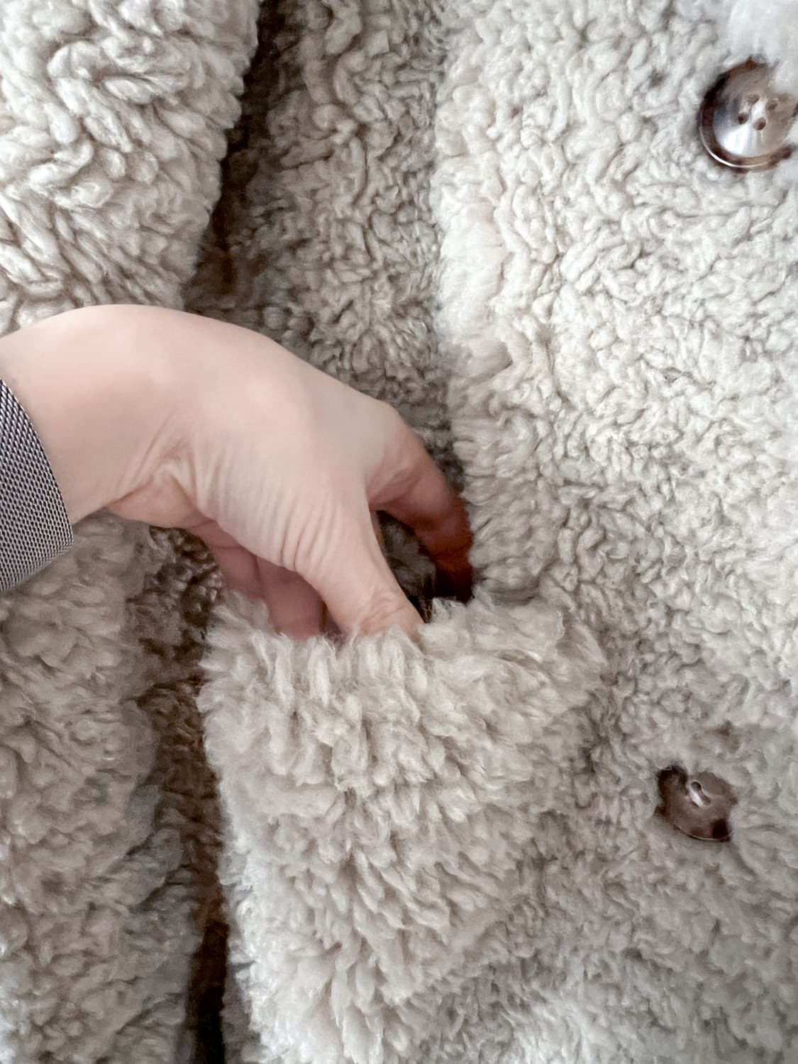 렉토 에코 퍼 더블 브레스트 테디 코트 S 상품이미지8