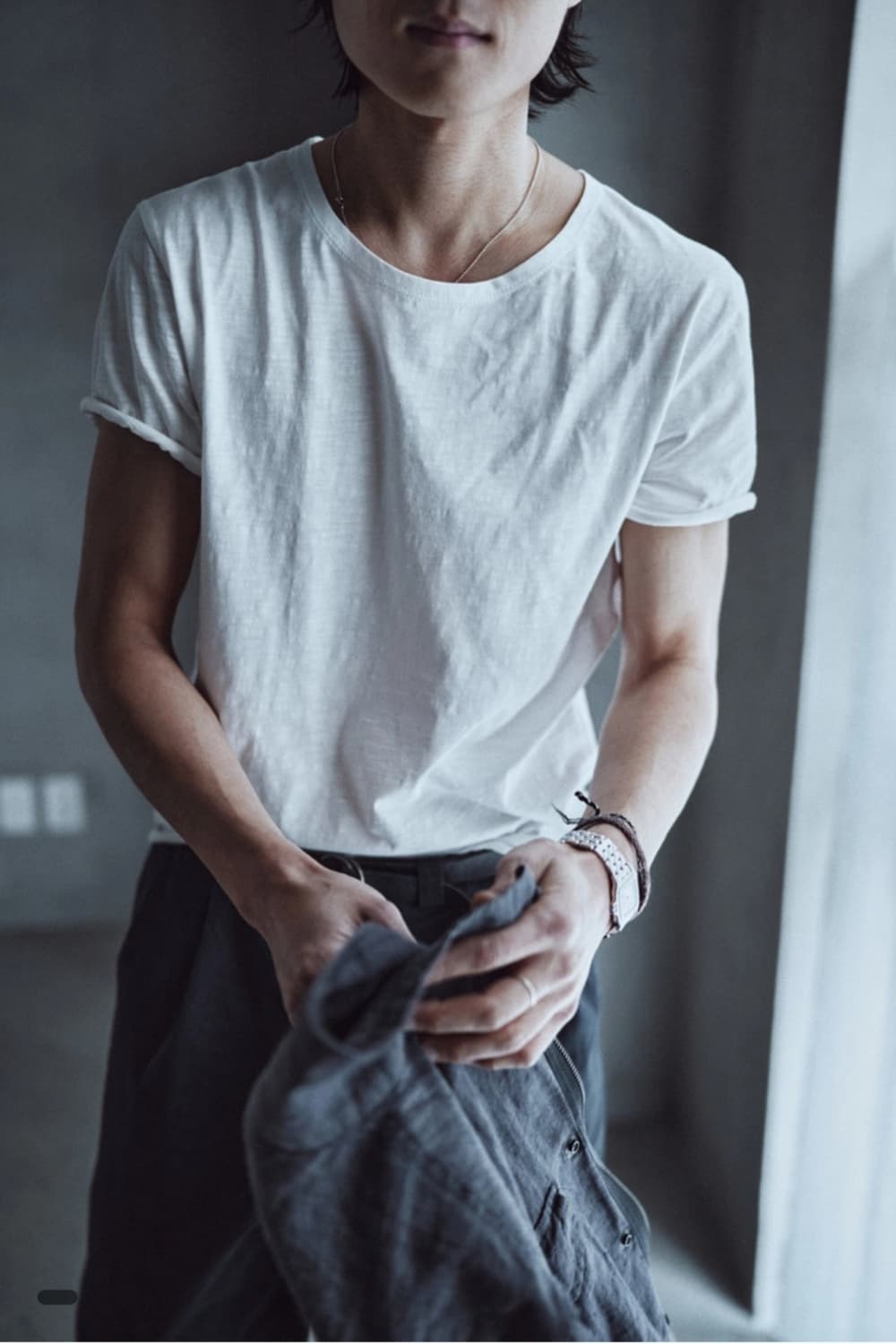모노프리베 Textured Roll Half Sleeve White 2 상품이미지1