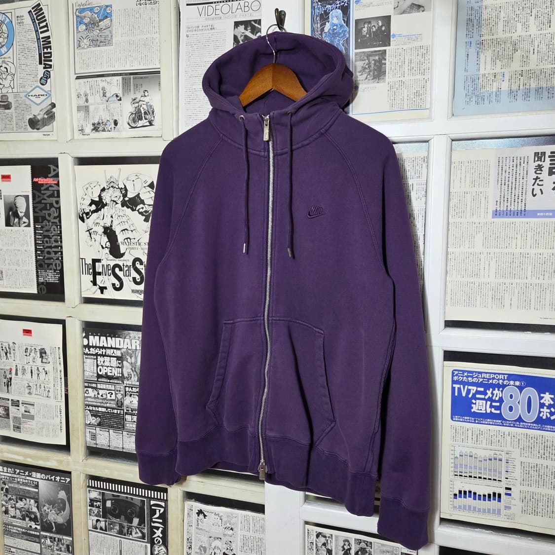 나이키 퍼플 투웨이 스우시 자수 후드집업 상품이미지1