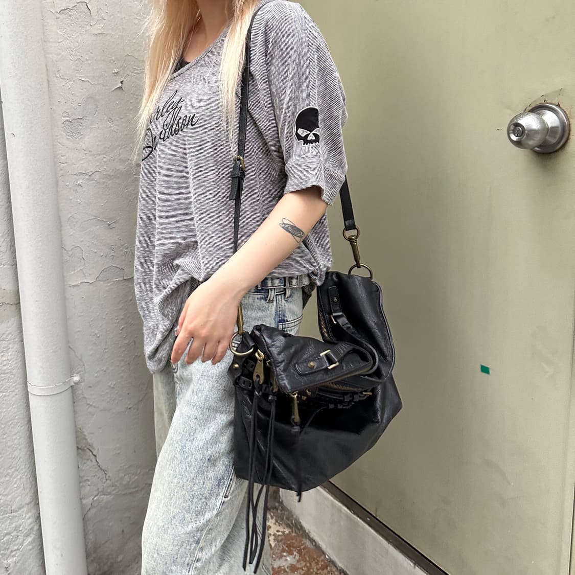 00s 레어 레더 호켄스 벨티드 본디지 백 상품이미지5