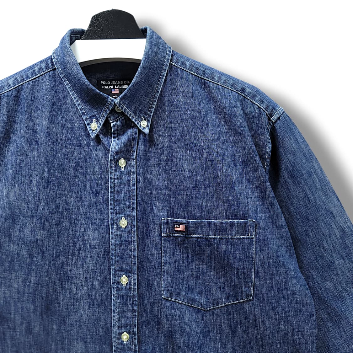 [95~100] 폴로 진스 컴퍼니 진청 성조기 데님 긴팔셔츠 상품이미지3