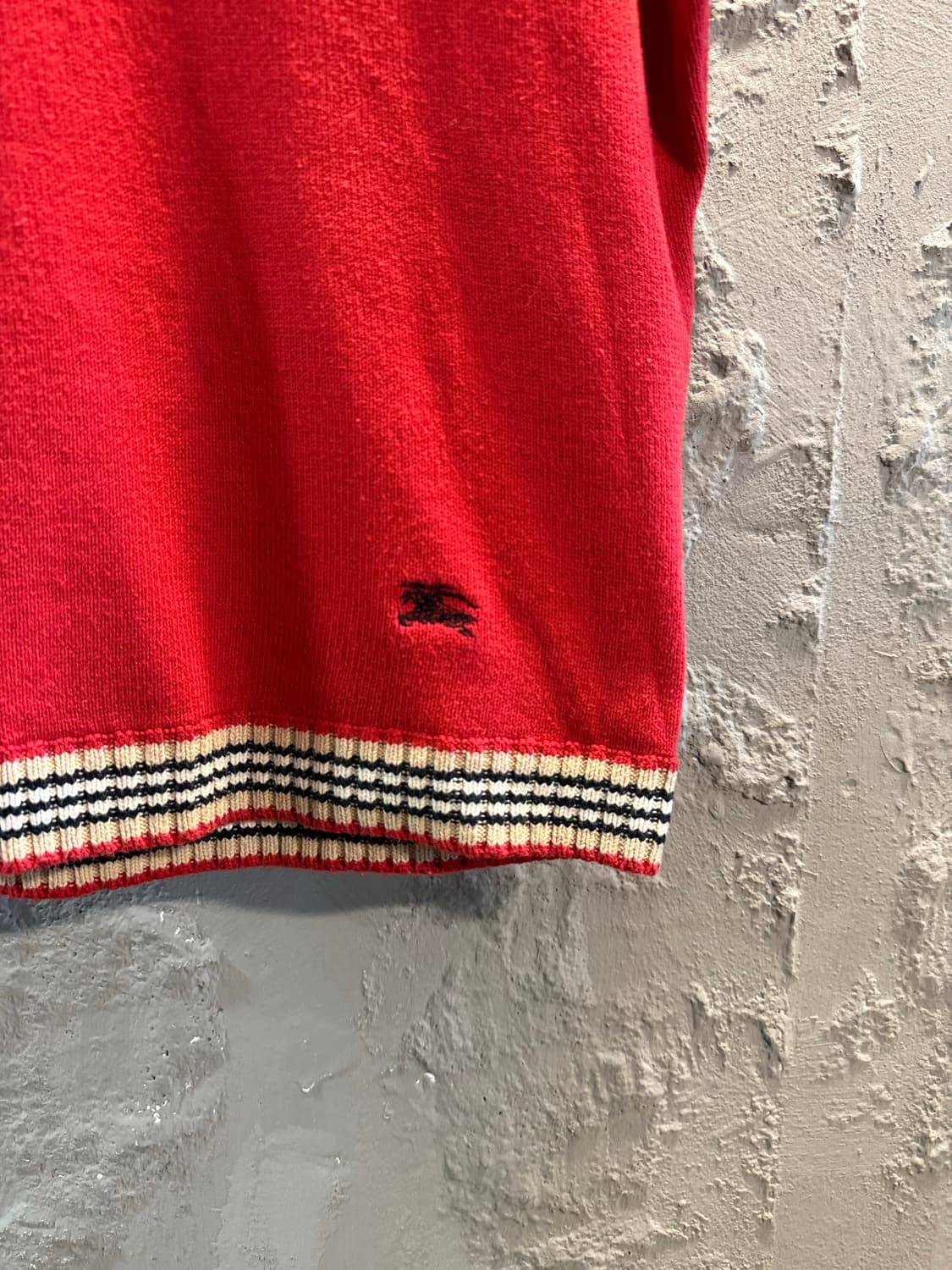 버버리 BURBERRY 블루라벨 니트 반팔 트림 디테일 레드 M 상품이미지2