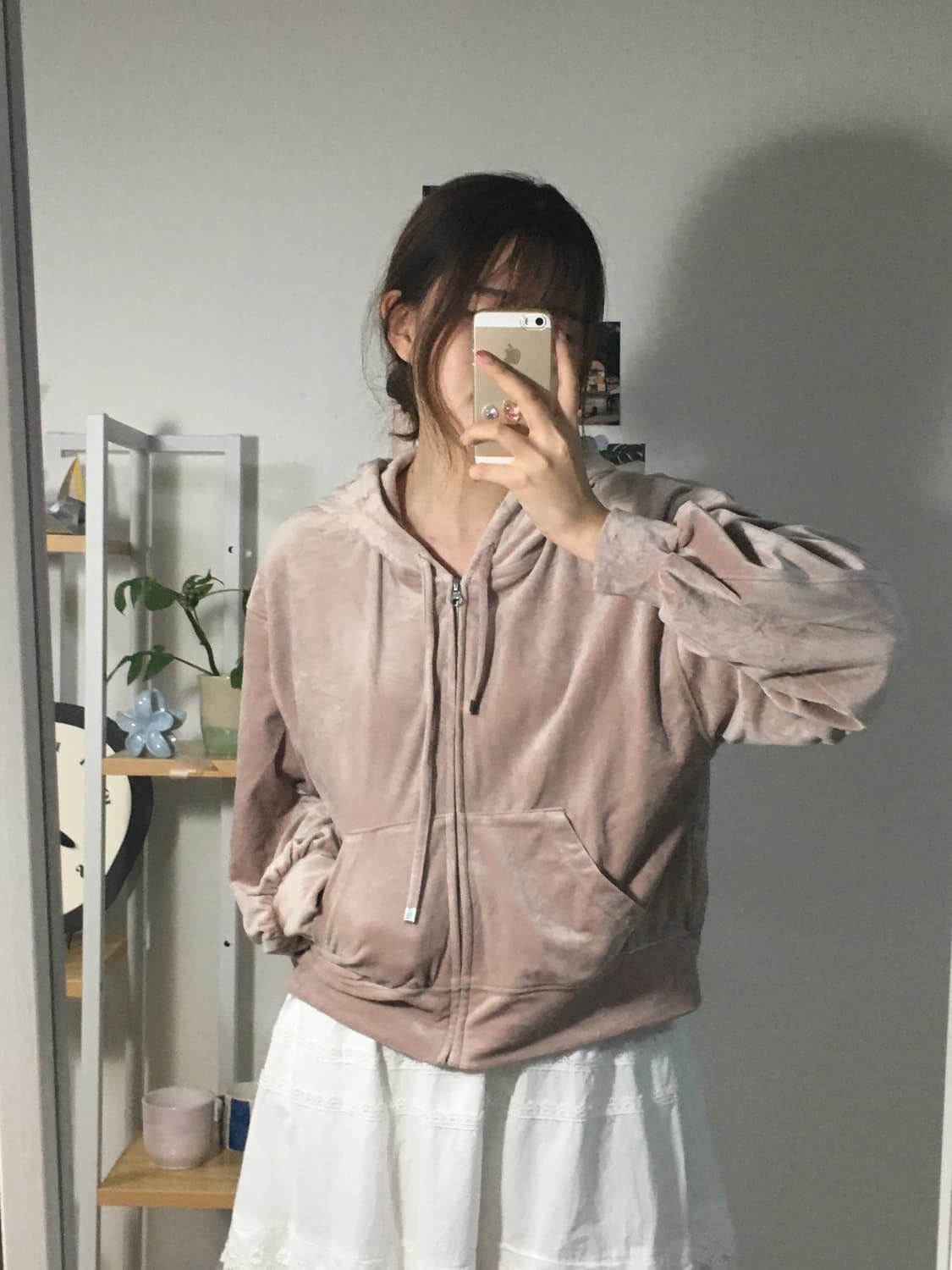 GU 벨벳 후드집업 상품이미지1