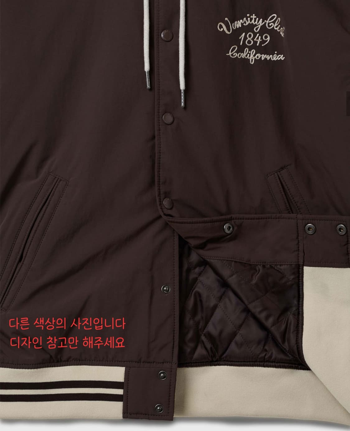 (남녀공용) 후아유 후드 바시티 점퍼 네이비 S 상품이미지7