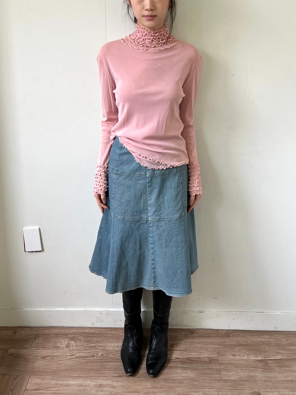 Witn you 인디핑크 프릴넥 터틀넥 상품이미지7