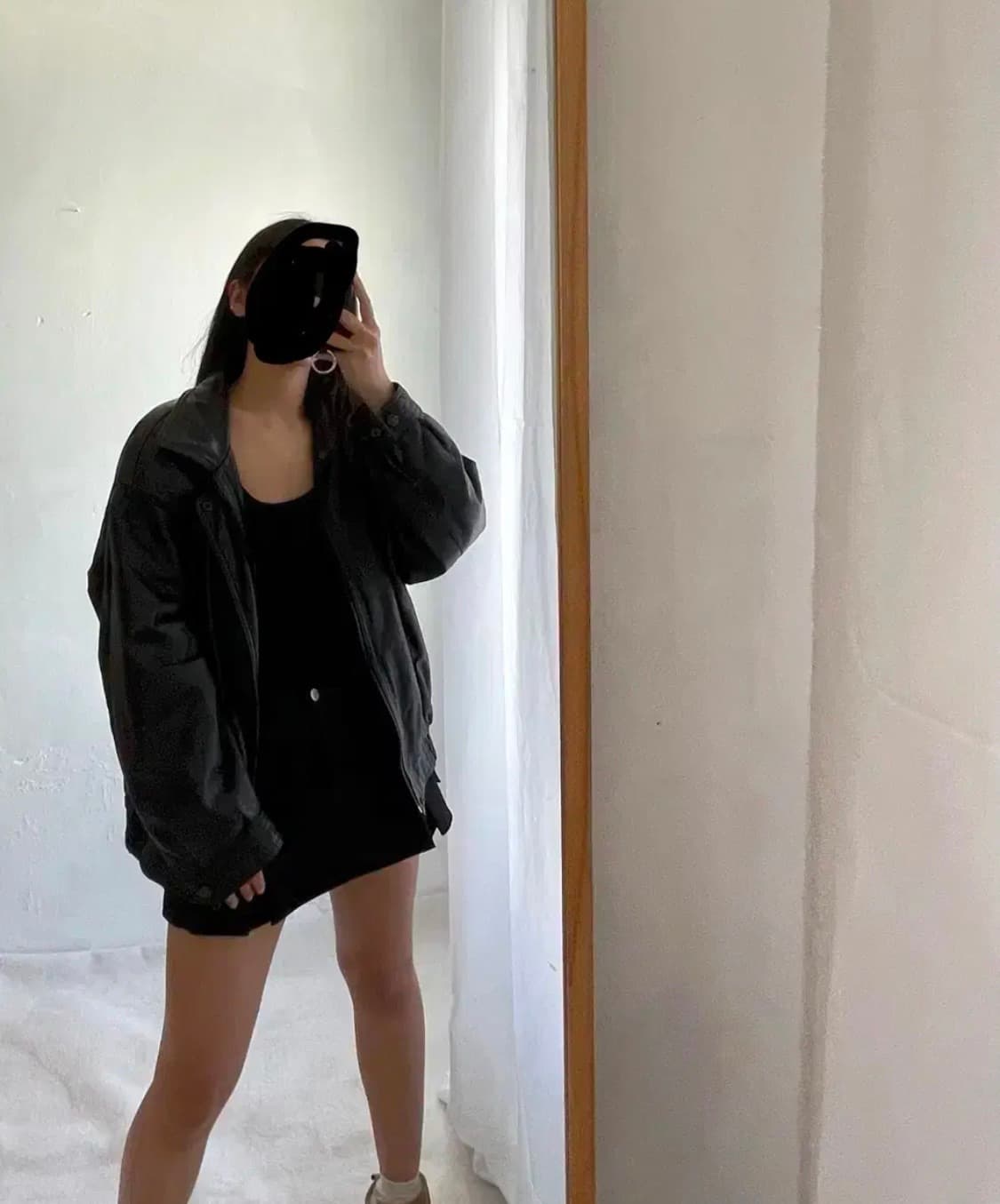 빈티지 블랙 레더 봄버 자켓 상품이미지1