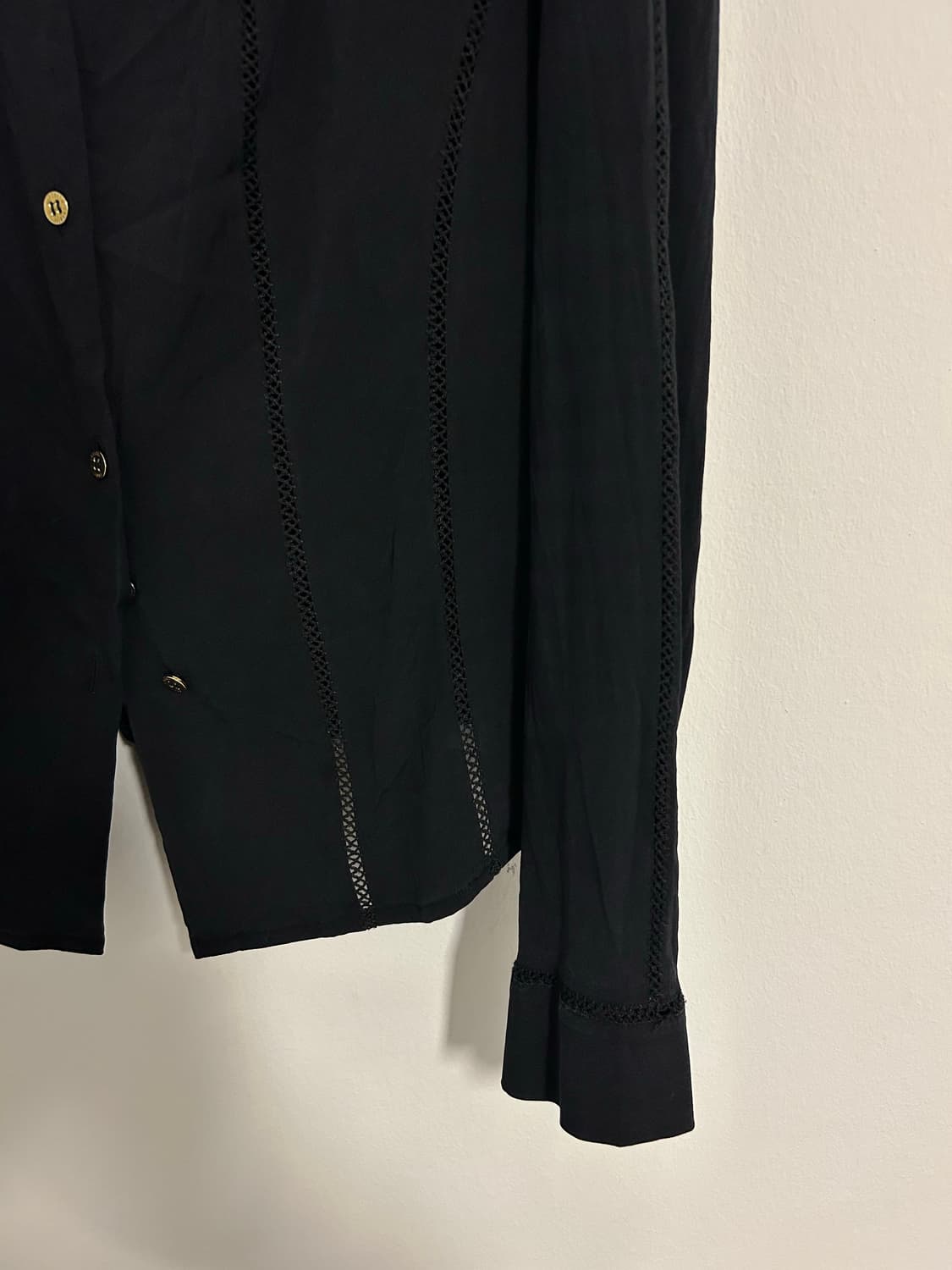 로베르토 카발리 레이스 인서트 블랙 블라우스 상품이미지6