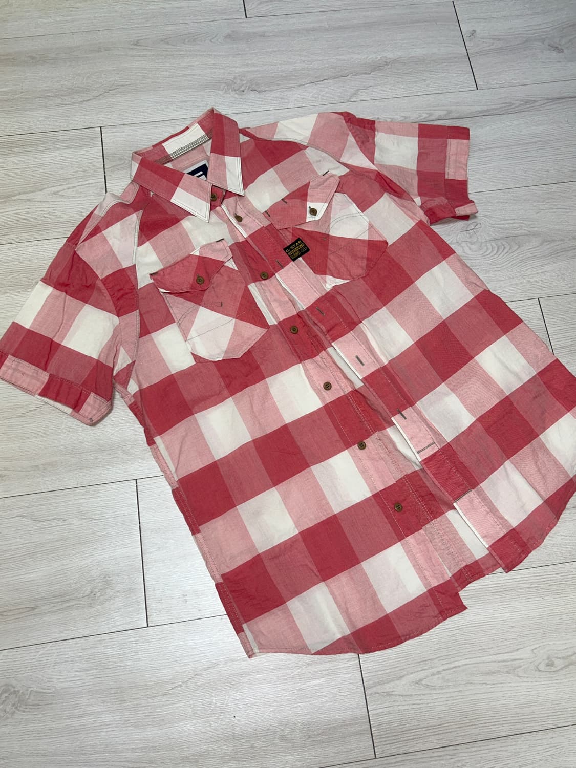 G star raw 체크 반소매 셔츠 상품이미지1