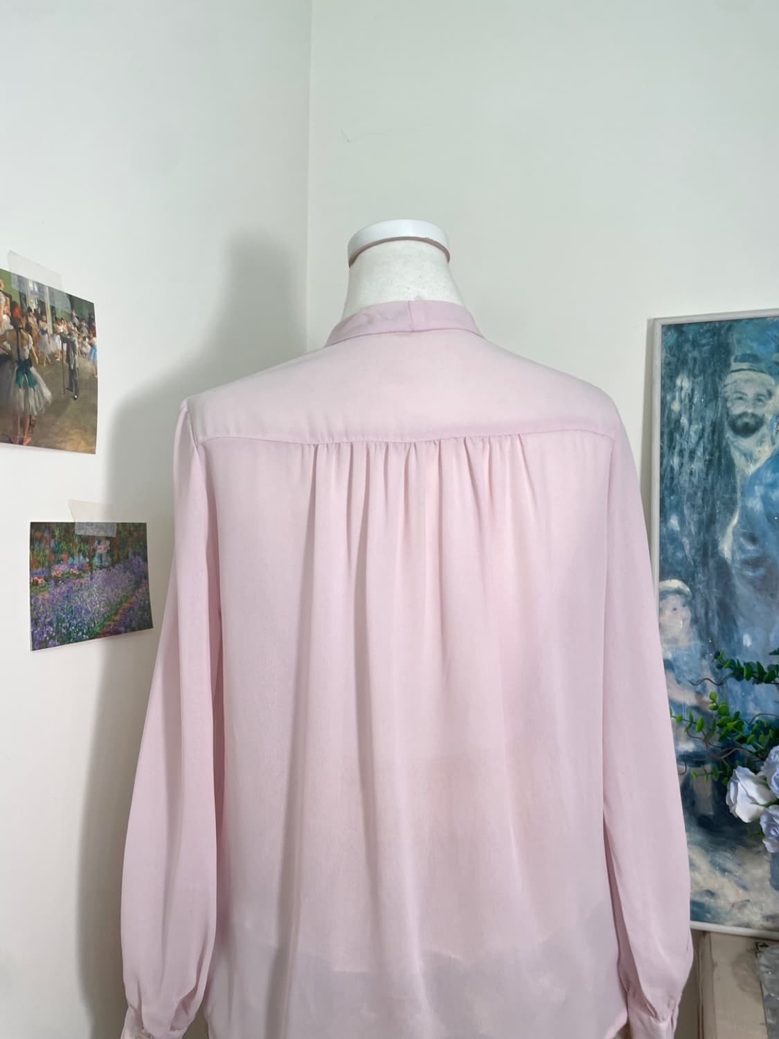 cosmos pink lovely bow shirring chiffon 상품이미지4