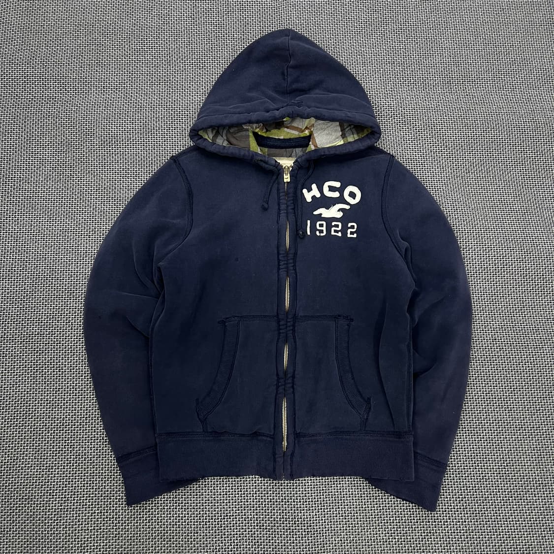 착샷O 홀리스터 체크누빔 네이비 후드집업 상품이미지1