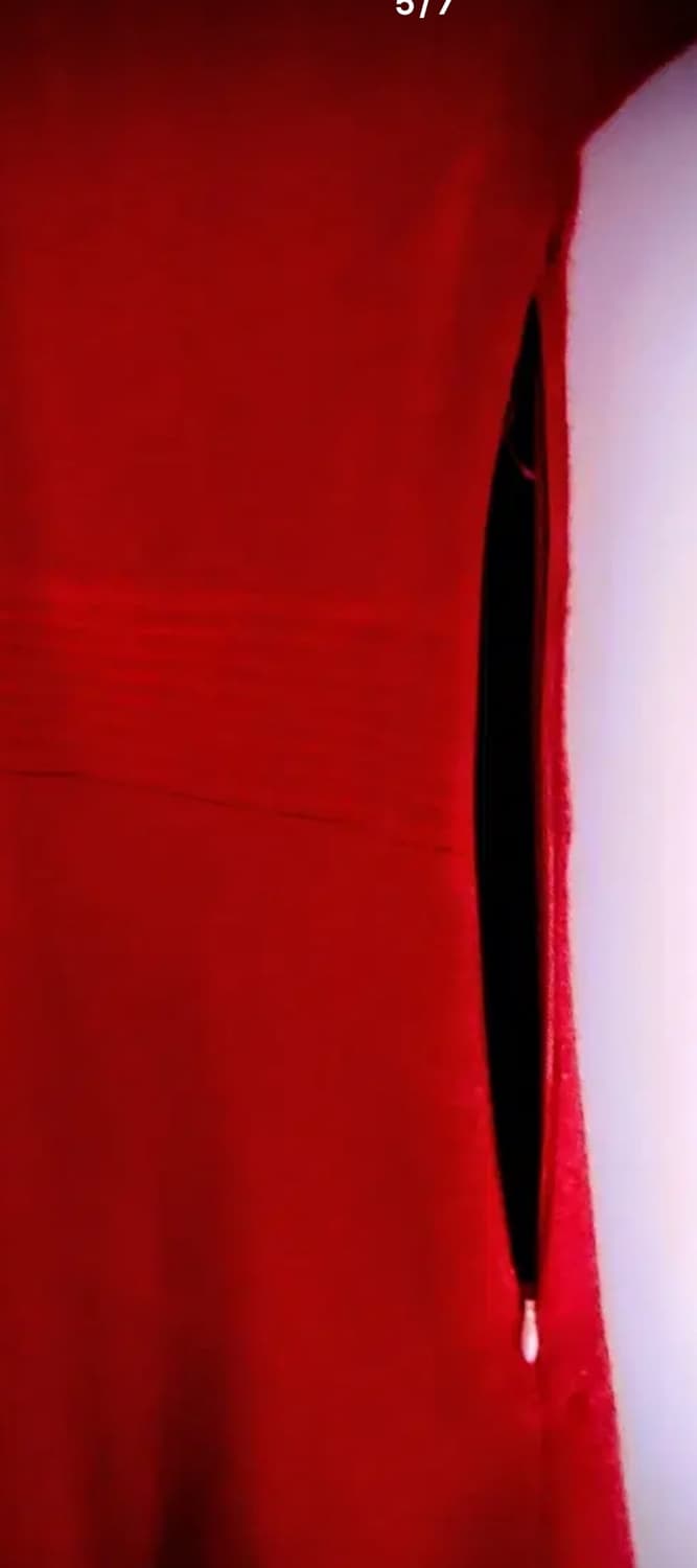 리본 버건디 컬러 니트 원피스 상품이미지5