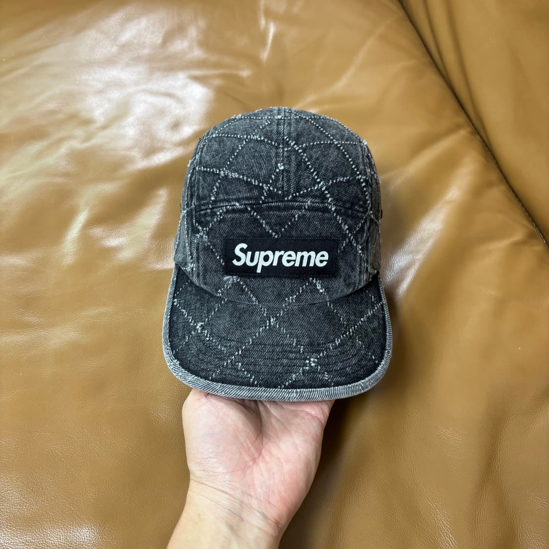Supreme 슈프림 펀치드 데님 블랙 캠프캡 모자 Denim Black 상품이미지3