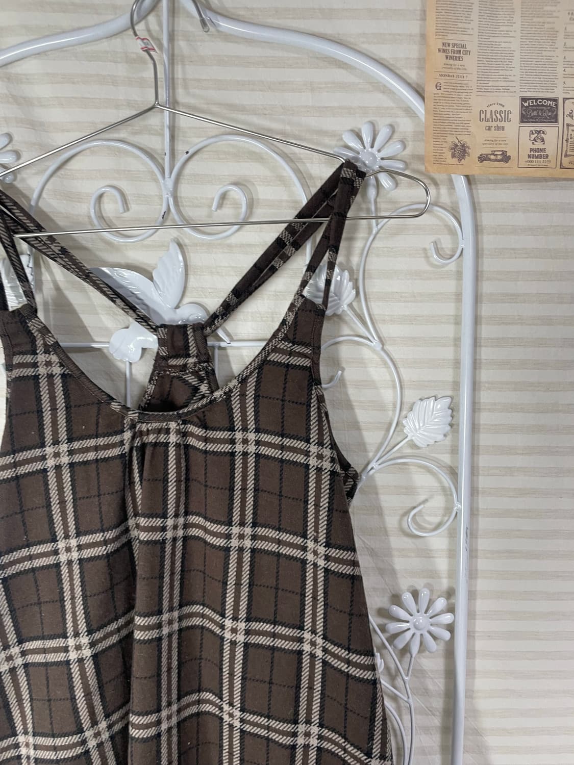 빈티지 초코 브라운 체크 나시 876 y2k 스트릿 모리 갸루 일본빈티지 상품이미지3