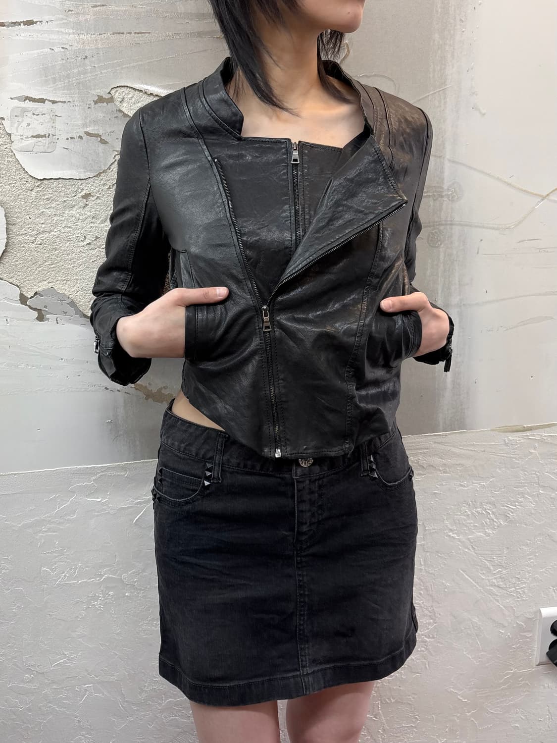 oblique double  zipper sheepskin jacket 상품이미지1