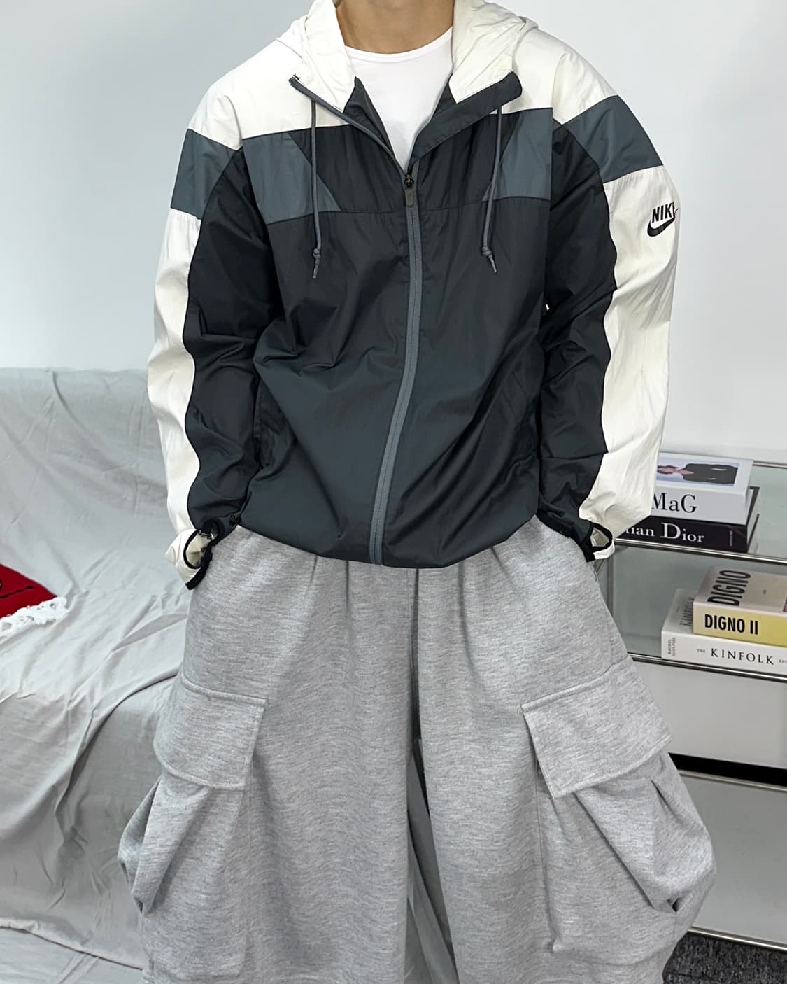 나이키 00s 그레이 화이트 바람막이 L 상품이미지1