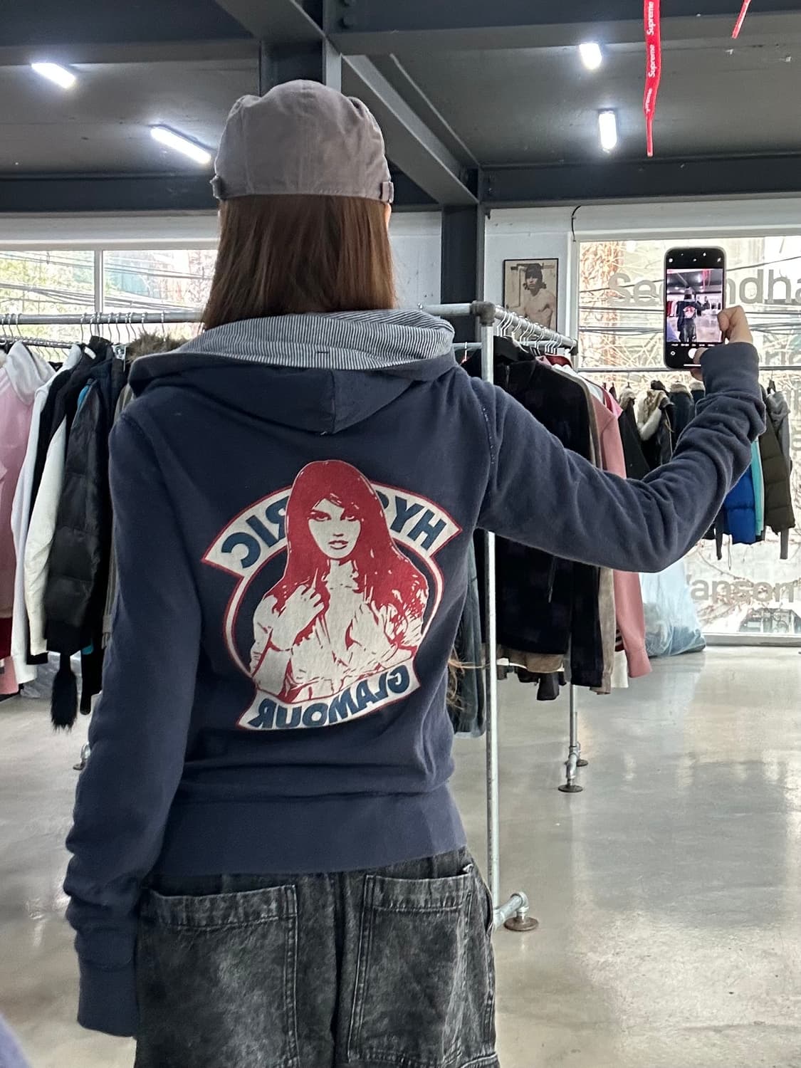 히스테릭글래머 히스걸 리버시블 스트라이프 후드집업 상품이미지1