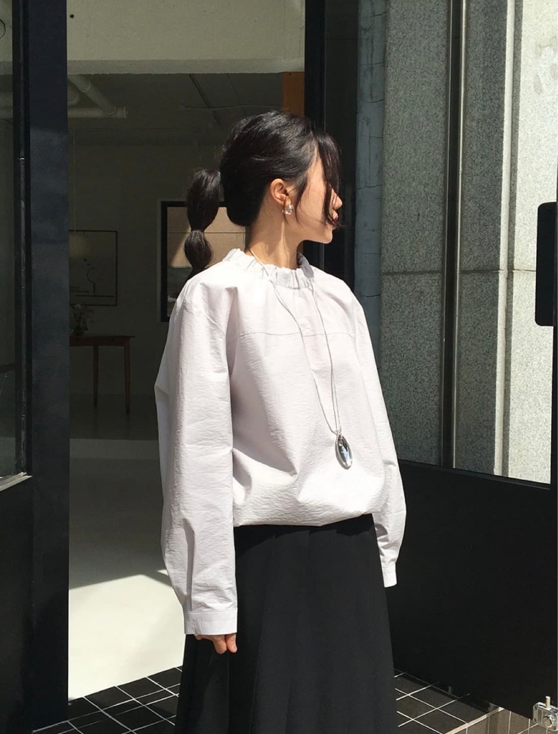 미닝아웃 펄슨 스트링 코튼 블라우스 상품이미지6