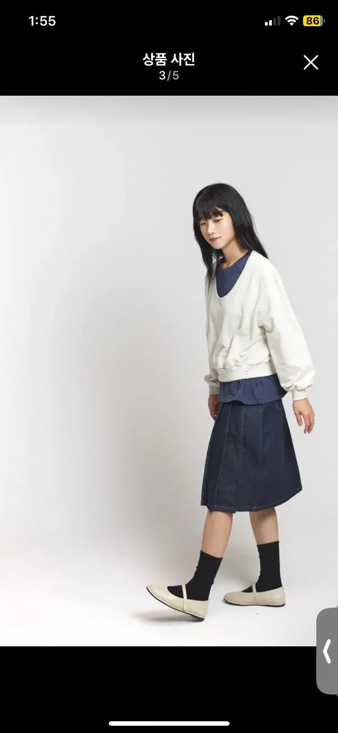 폴트 로우 플리츠 데님 S 상품이미지3