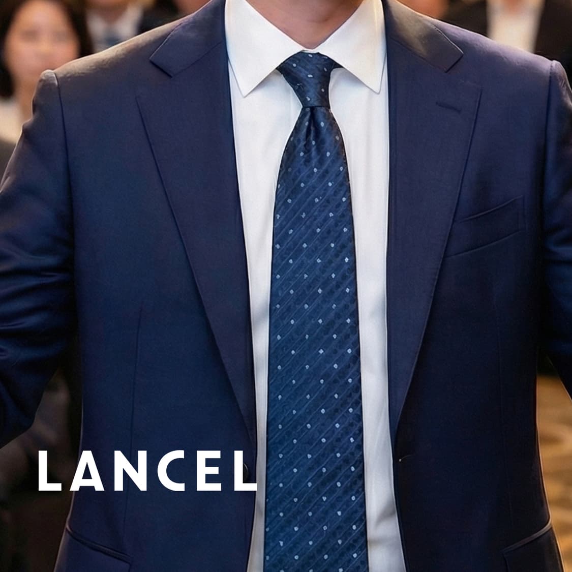 란셀 실크 네이비 마이크로 패턴 넥타이 9.4cm A+등급 K1677 상품이미지1