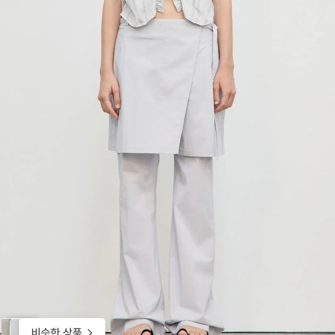 로우클래식 레이어드 랩스커트 팬츠 그레이 상품이미지1