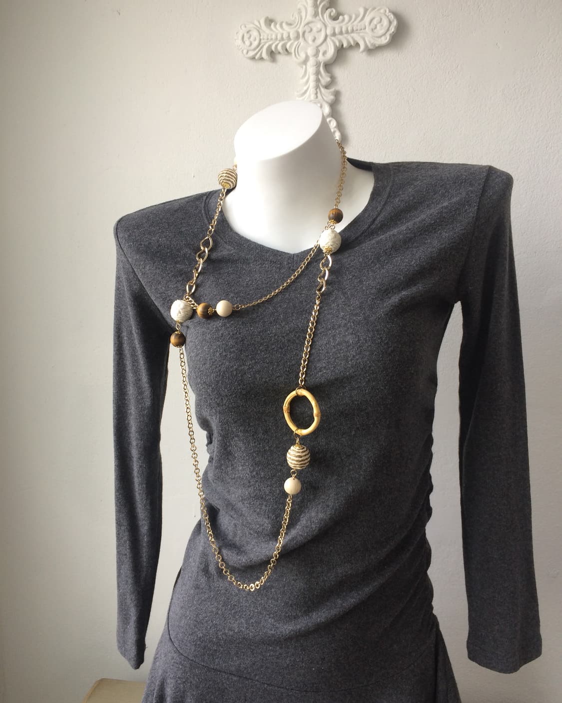 2way wood beads necklace 상품이미지3