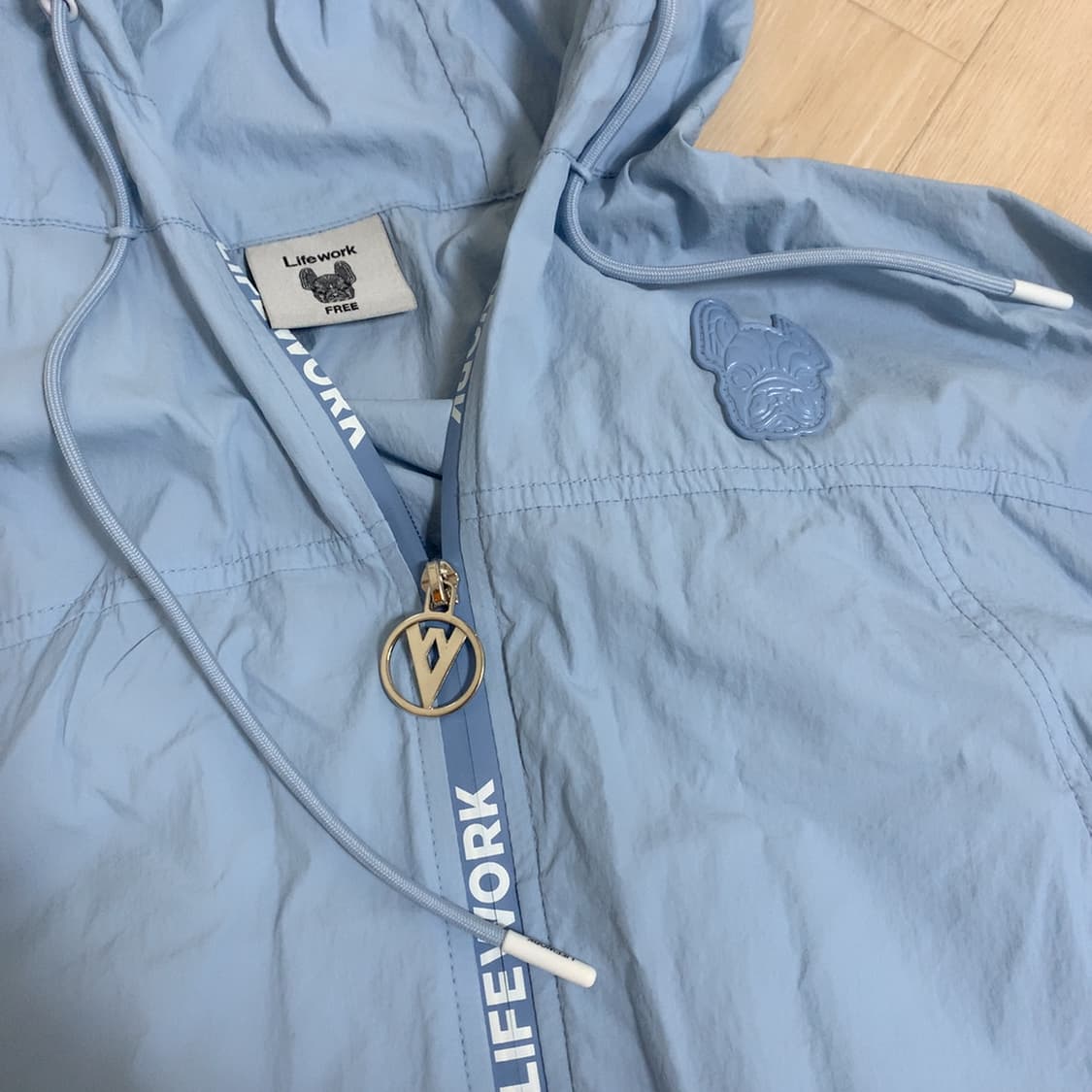 라이프워크 정품 후드 바람막이 셋업 하늘색 Free 밴딩 트레이닝 세트 상품이미지4