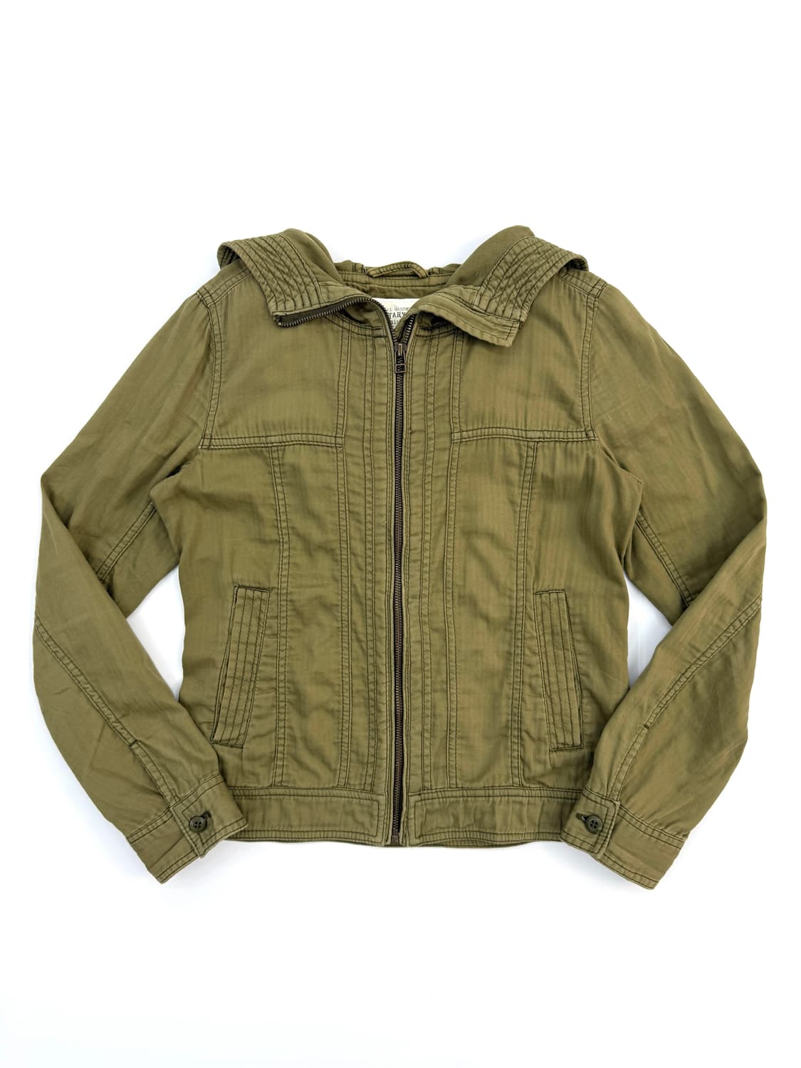 빈티지 유니클로 밀리터리 카키 후드 집업 상품이미지1
