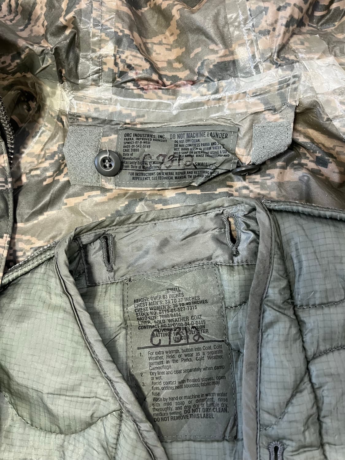 미군 레인파카(내피포함) 상품이미지2