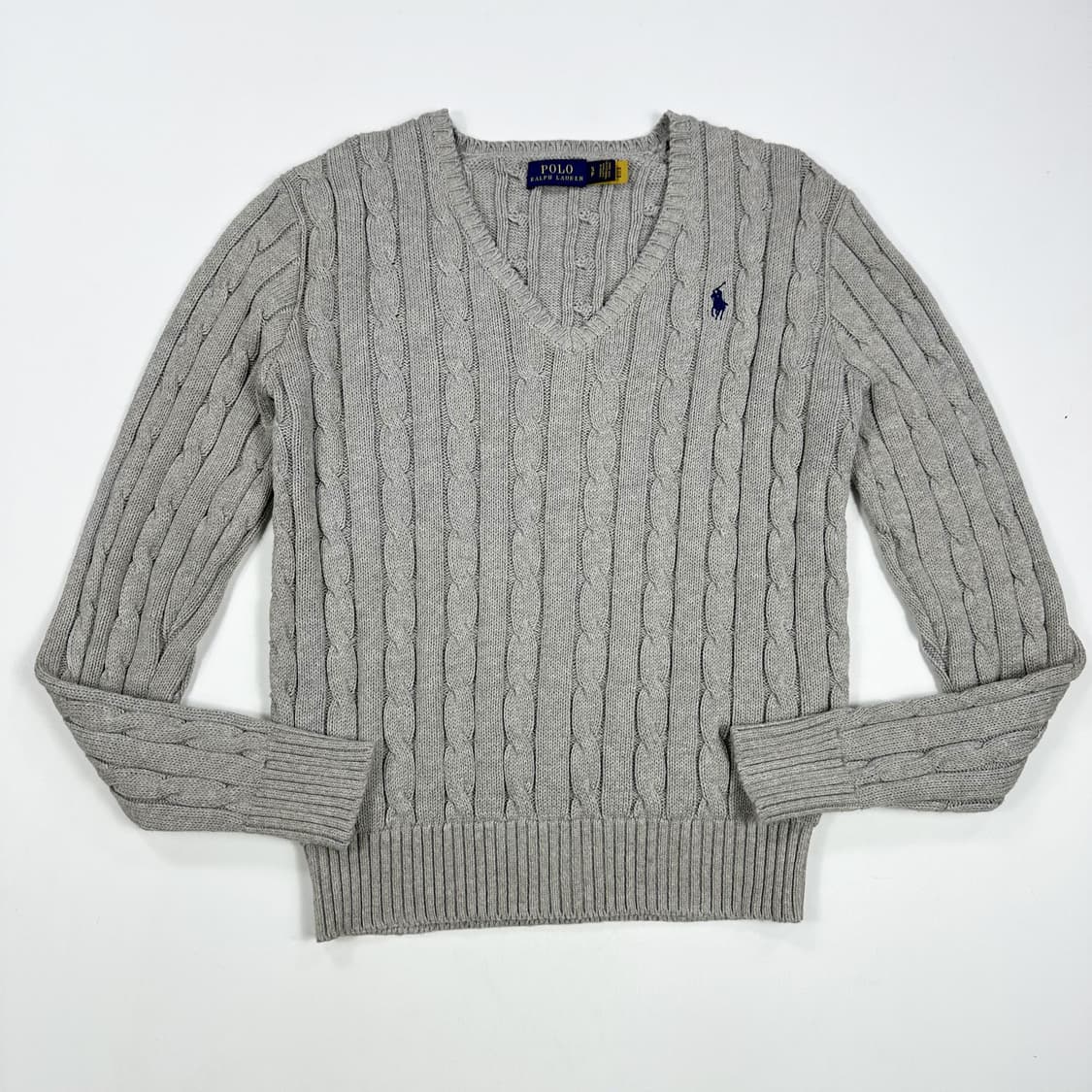 폴로 랄프로렌 여성 클래식 브이넥 케이블 니트 그레이 여성S 상품이미지1